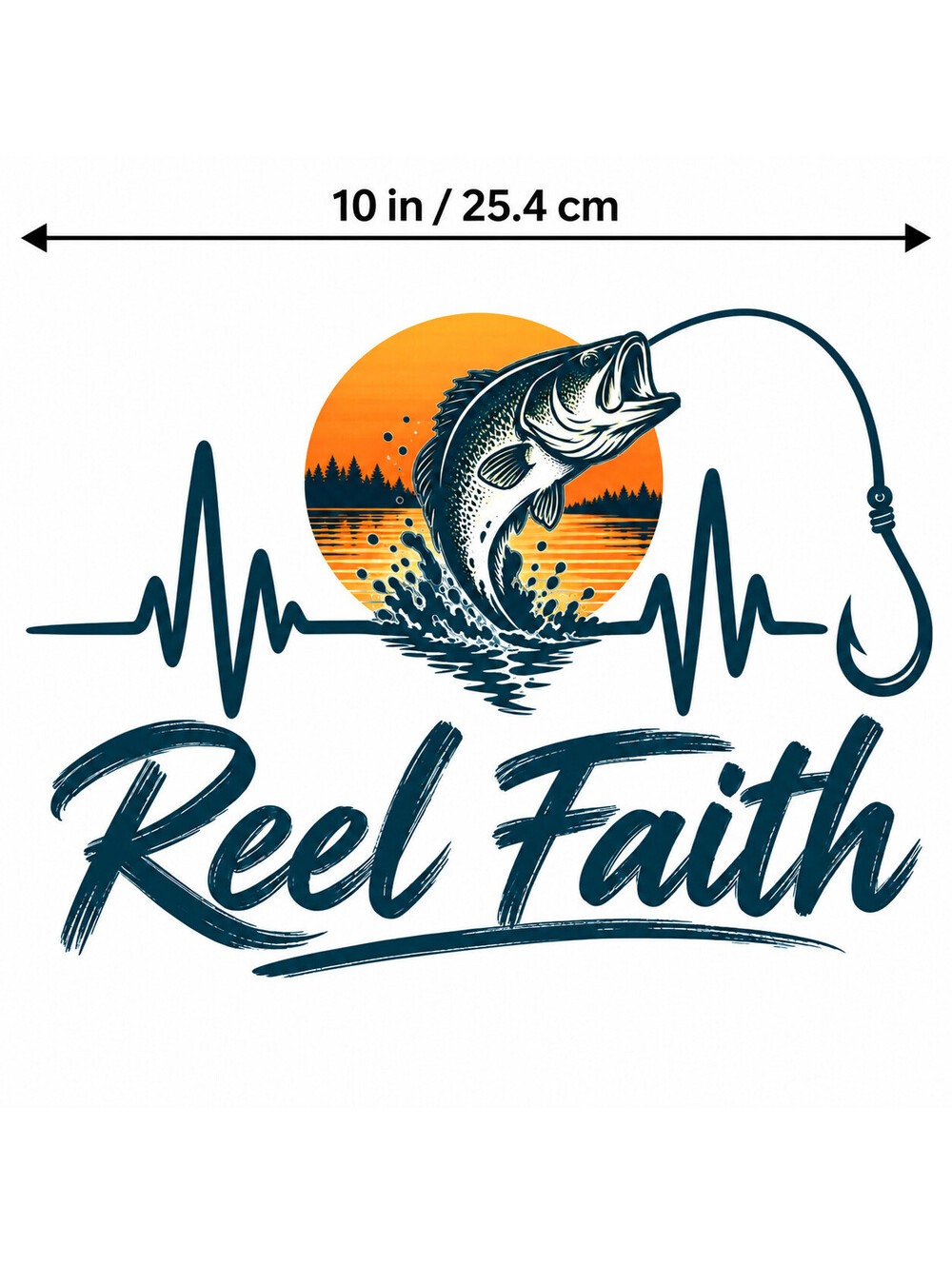 4PCS 10in Reel Faith Fishing Bass DTF Heat Transfers